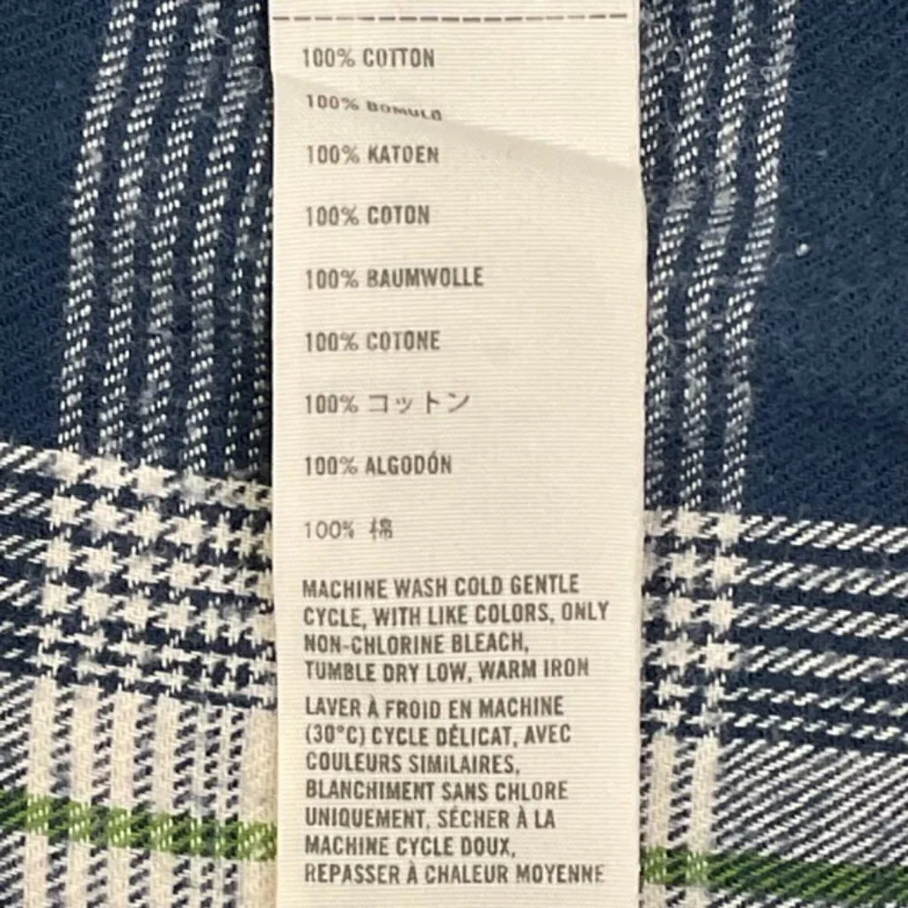 HOLLISTER Blue Plaid Long Sleeve Flannel Shirt - Size Medium